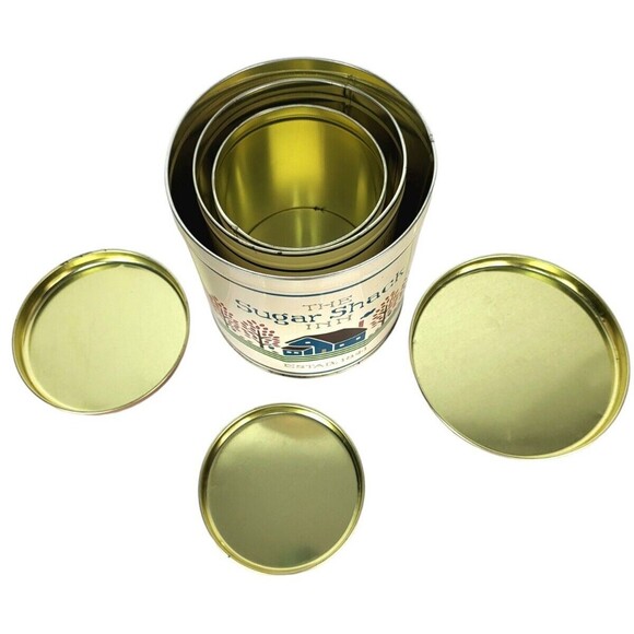 VTG Farmhouse Nesting Set of Three Tins Tea Kettle Coffee Cottage Sugar Shack - Picture 5 of 12